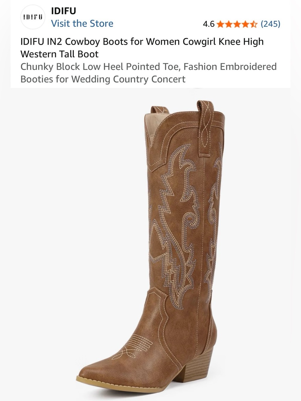NWT IDIFU Brown Knee-High Western Over-the-Knee Cowboy Boots Size: 11